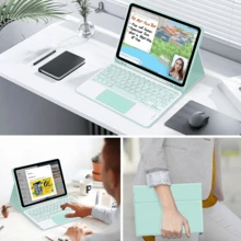 Detachable Rechargeable Touchpad Keyboard Case With Pen Slot, Compatible With Samsung Galaxy Tab / IPad / Redmi IPad SE, Magnetic Bluetooth Keyboard Cover (Mint Green) - Mint Green - View 6