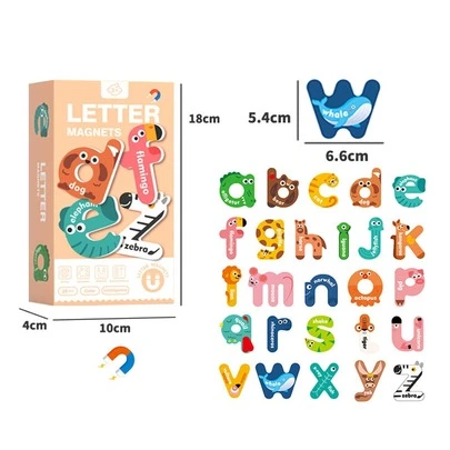 Letras magnéticas grandes, imanes de refrigerador del alfabeto ABC 26 PIEZAS con lindos animales en mayúsculas de colores, juguetes educativos de ortografía y alfabeto magnético para el refrigerador, relleno de canasta de Pascua para niños pequeños y niños