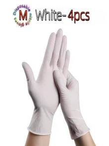 White Disposable Nitrile Gloves, Latex-Free & Powder-Free, Textured Fingertips, Suitable For Cooking & Cleaning, Medium Size - White - View 11