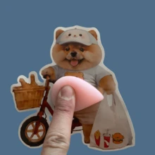 3D Sticker 1 قطعة/2 قطعة/5 قطع ملصقات مبتكرة بشكل دجاج مقلي وكورجي وجرو على البطن، ملصقات كولاج زخرفية - متعدد الألوان - مشاهدة 5