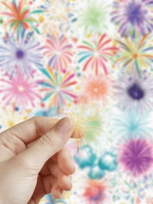 50pcs Fireworks Stickers For Diary Case Laptop Storage Cabinet Scrapbook Room Desktop Decor DIY Clear Stickers - Fireworks - View 7