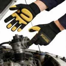 1 Pair Black Stylish Cycling Gloves For Men Women, Breathable Lining & Touchscreen Compatible, Hand Washable High Quality, All Season Universal, Unique Creative Gift Idea - Black - View 5