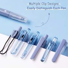 7 Pcs/Box Versatile Stationery Pen Set, Portable Gradient Design, 6 Black Ink Water-Based Pens & 1 Fluorescent Pen, Suitable For Campus Study, Business Paperwork, Note-Taking, Art Doodling, Study Planning And Daily Life Recording, Daily Office Work, Exam Revision, Sketch Creation, Diary Keeping, Handmade Creation And Class Memos - 紅色 - 查看 7