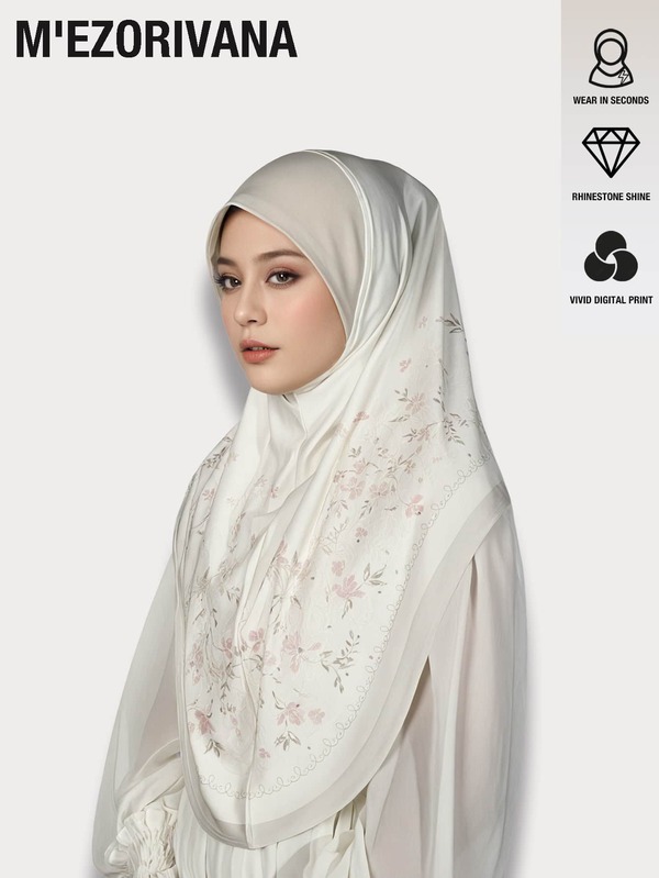 M'Ezorivana 1pc Floral & Clover Print Elegant Polyester Muslim Headscarf, Fashion Accessory For Casual Daily Wear, Autumn/Winter