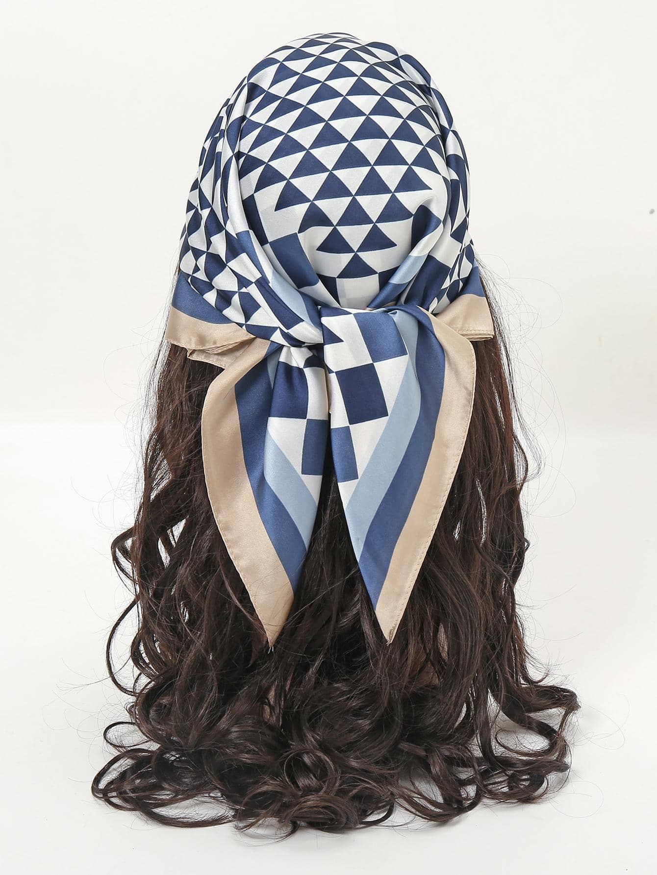 1pc Simple Printed 70cm Square Scarf, New Spring Bandana For Women, Versatile Waist Belt, Headband, Headwrap, Fashion Neckerchief - Multicolor - View 1