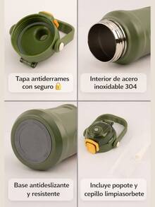 Termo Deportivo PYA-13, El termo perfecto para tu día a día 900 ml, Ideal para tu ida al gym, campamento, escuela o trabajo. - Verde - Ver 5