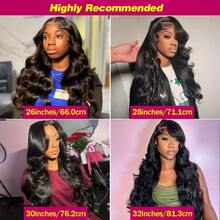 200 Density 32 Inch Natural Black Color Body Wave 13X4 Transparent Lace Front Human Blended Hair Wigs 5*5 Glueless Wig With Baby Hair Body Waves Perfect For Daily Wear Natural Looking Soft For Women's Long Fashionable Blended Hair Wig - Natural & Black - View 8