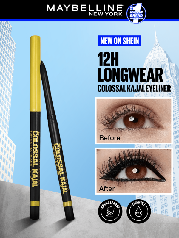 Maybelline قلم كحل العين الضخم بزيت الأرغان، أسود كثيف، مقاوم للماء، مكياج عيون طويل الأمد، كحل، قلم كحل مقاوم للماء، طويل الأمد، 0.008 أونصة/0.25 جرام - كحل، مقاوم للماء، قلم كحل، طويل الأمد، مكياج، عيون، قلم حواجب، مكياج الصيف