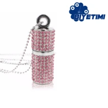 BIYETIMI 128GB/64GB USB Flash Drive, Crystal Necklace Memory Stick, Gift For Girls - Red - View 1