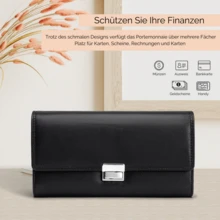 Fomax Kellnerbörse aus hochwertigem Nappa Leder Echtleder Kellner Geldbörse Großes Kellnerportemonnaie, RFID-Schutz, Profi Gastro Taxi Geldbörse - Schwarz - Übersicht 8