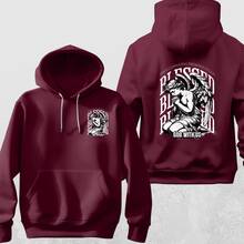 Men's Basic  Sweatshirt With "Blesed" Print Front And Back S To G3 Plus Size – Streetwear Style - Maroon - View 1