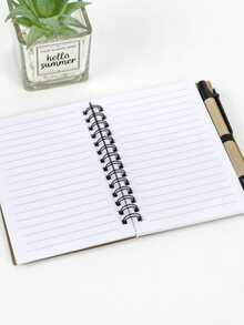 四合一螺旋笔记本套装，包含活页笔记本（带笔夹）、便签纸、书签和彩色索引标签，棕色纸封面，便携尺寸 4.1 英寸 x 5.3 英寸，适合日常记笔记。 - 升級款 - 查看 3