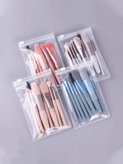 8 Pieces Of Mini Multipurpose Makeup Brush Set, Professional Makeup Tool Set, Suitable For Powder Blusher, Fluorescent Pen, Eye Shadow, Powder, Concealer And Eyebrow Pencil, Ideal Gift For Beginners, Portable And Practical