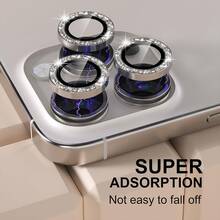 6pcs Silver Shiny Camera Lens Protector Film, Fit For IPhone 17 Pro Max/17 E/17 Pro/17/16 Pro Max/16 Pro/15 Plus/14 Pro/13/12 Mini/11, With Shiny Metal Diamond Ring And 9H Hardness Anti-Scratch Film, Fashionable Accessory, Easy To Use Protective Case - Silver 6Pcs - View 10
