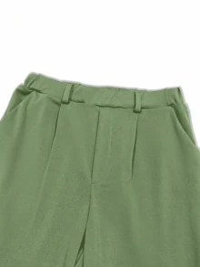 Pantalones de unicolor con cordón, de uso versátil y casual - Verde - Ver 3
