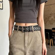 1pc Women's Belt Fashionable Rivet Belt Needle Buckle Belt Street Punk Hip Hop Style Y2K Belt Paired With Skirt Jeans Belts Fall, Autumn, Halloween - 黑色 - 查看 2