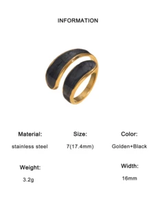 1pc Elegant Geometric Openwork Stainless Steel Drip Oil Ring, Fashionable & Chic Design Suitable For Women's Daily, Party, And Date Wear - Open Ring - View 9
