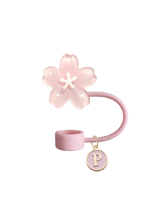 Bouchon de paille portable avec pendentif A-Z et décoration délicate de fleur de cerisier, accessoire de tasse à paille, couvercle de paille réutilisable en silicone anti-poussière, bouchon de paille, convient pour le bureau, le restaurant, le café, la cuisine, la chambre, les vacances, le camping, fournitures de voyage essentielles pour le printemps et l'été. Cadeau d'anniversaire, accessoire de mariage, cadeau de rentrée scolaire, cadeau de la fête des enseignants, cadeau de la fête des mères - Multicolore - Voir 24