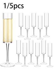 1/5pcs 6oz Reusable Plastic Champagne Flutes, Insulated Acrylic Wine Glasses, Shatterproof Cocktail Cups For Christmas Party, Wedding, Birthday, Anniversary, Home And Bar Use - Multicolor - View 1