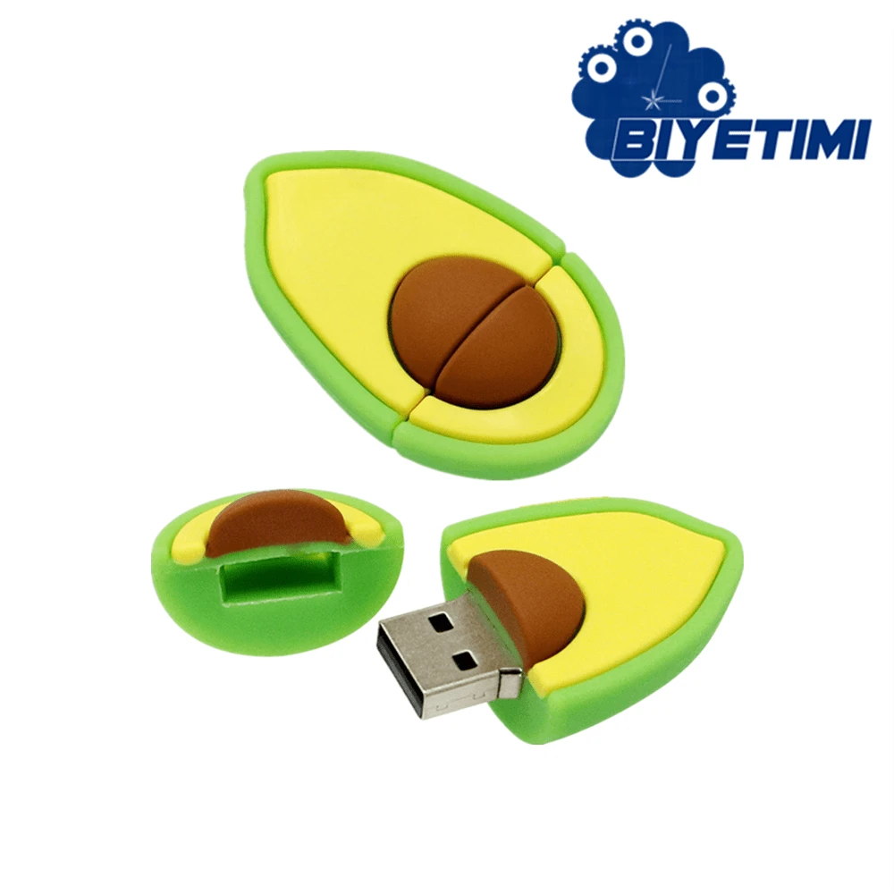 BIYETIMI 128GB Cartoon Fruit Shaped USB Flash Drive, Compatible With Phones And Computers. Also Available: 64GB USB 2.0 And 32GB Gift USB Drives - Green - View 1