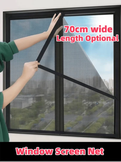 1pc Window Mesh Screen, No-Drill Self-Adhesive Mosquito Net, Easy Installation, Breathable Mesh To Effectively Block Mosquitoes, Suitable For Bedroom, Living Room, Bathroom