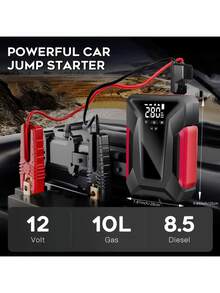 1 Peça Auxiliar de Partida Portátil para Carro, Equipado com Compressor de Ar, Luz LED de Emergência e Fonte de Alimentação, Pode Inflar Pneus, Bolas, etc. Rapidamente. Pode Carregar Rapidamente Telefones, Laptops, Carros, Caminhões, RVs, etc. Inclui Bolsa de Armazenamento, Carregador de Bateria de Carro | Bateria de Alta Qualidade | Funções Avançadas! Melhor Ferramenta de Emergência! - Multicolorido - Visão 5