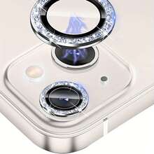 6pcs Silver Shiny Camera Lens Protector Film, Fit For IPhone 17 Pro Max/17 E/17 Pro/17/16 Pro Max/16 Pro/15 Plus/14 Pro/13/12 Mini/11, With Shiny Metal Diamond Ring And 9H Hardness Anti-Scratch Film, Fashionable Accessory, Easy To Use Protective Case - Silver 6Pcs - View 9