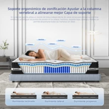 DreamFit Colchón Soporte Ortopedico Híbrido,Colchon Matrimonial│Queen Size│King Size En Caja,Premium Espuma de Alta Densidad Memory Foam Con Gel,Sensación nube Lujo y confort,Tecnología Antimovimiento,Absorción y Transpiración,Hipoalergénico,Antiácaros,Colchones Resortes - Blanco y Negro - Ver 5