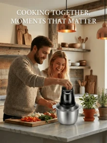 SOKANY 7020 电动绞肉机，可切碎蔬菜、压碎大蒜、制作蒜蓉，2升大容量，400瓦大功率快速搅拌，304不锈钢刀片，适用于蔬菜、洋葱、大蒜、水果、坚果、沙拉和面团搅拌，适合家庭使用，厨房电器 - 美規A型插(110-127V) - 查看 5