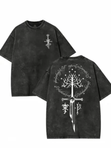 LOTR LOTR Middle Earth Shirt,  Merch, LOTR Sweatshirt, Menswear Top Apparel Men Gifts Vintage Distressed - màu đen - Xem 1