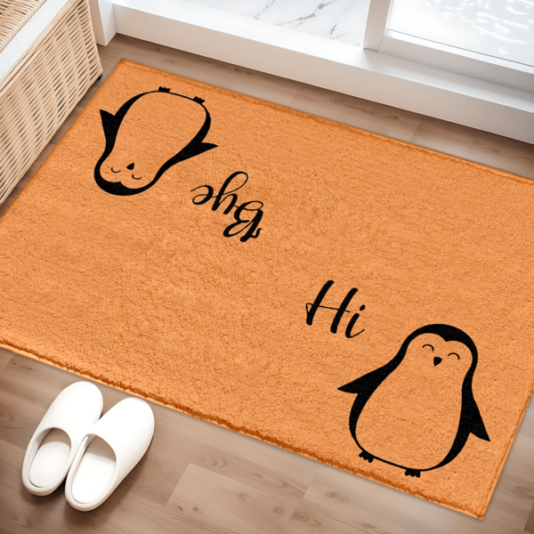 1pc Penguin Pattern Printed Rug, Faux Wool Mat - Highly Absorbent, Easy To Clean, Suitable For Home Decor, Farmhouse, Entryway, Indoor, Room, Kitchen, Dining Room, Small Office/Home Office, Sink, Laundry Room, Doormat, Kitchen Mat, Anti-Slip Mat