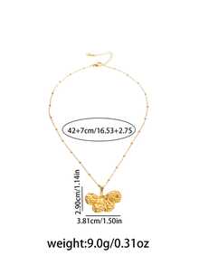 1 Piece Of Sweet And Cool Versatile Gold-Plated Butterfly Heart Necklace With Pleated Texture, Melted Heart, And Niche Design. European And American Hot Girls' Daily Street Accessories - Gold - View 6