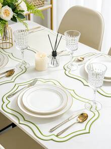 1-6pcs Embroidered Fabric Placemats, Easy To Clean, Wipe-Able, Non-Slip, Dining Table Mats, Holiday Wedding Party Decor, Suitable For Home, Restaurant, Dining Room Decoration, Home Goods - Multicolor - View 5