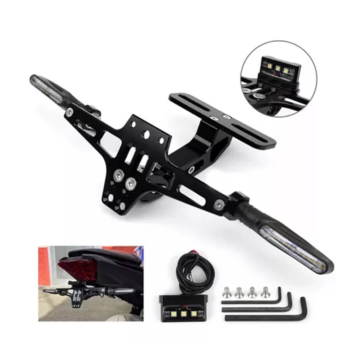 Soporte De Matrícula Ajustable Con Intermitente - A - Ver 1