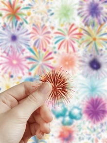 50pcs Fireworks Stickers For Diary Case Laptop Storage Cabinet Scrapbook Room Desktop Decor DIY Clear Stickers - Fireworks - View 5