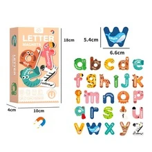 Juguete de letras magnéticas con patrón de animales, juego educativo de 26 letras magnéticas de colores ABC para aprendizaje de ortografía prescolar, pegatinas magnéticas para nevera, juegos magnéticos para niños, ajedrez magnético, números magnéticos, fichas de letras, ajedrez magnético o tablero de ajedrez magnético, imanes, baldosas magnéticas, bloques magnéticos, juego de imanes, baldosas magnéticas, bloques magnéticos, juego de mesa magnético, abc para niños, bloques de imanes - letras minúsculas - Ver 1