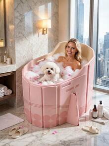 1pc Adult Portable Foldable Large Bathtub 33.4"X21.6"X29.5", 2-Person Independent Soaking Tub, No Installation Required, Insulated Spa Bathtub For Indoor/Outdoor Use, Great Gift - Bathroom Essential - A - View 6