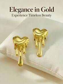 Solid Stainless Steel Earrings, Stainless Steel Jewelry, Women's Earrings, Pituitary Earrings, Gold-Plated Hinge Round Earrings, Bamboo, Texture, Diamond-Cut, Hexagonal, Square, Round, Butterfly Shape, Design, Solid Hypoallergenic Earrings Suitable For Sensitive Ears, Women's Charm Accessories, Middle Eastern Fashion Jewelry, Ramadan Decorative Jewelry And Accessories, Party And Festival Gifts (1/3 Pairs) - Multicolor - View 2