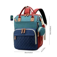 Baby Carrier Diaper Bag Essential Tote Bag For Baby Travel , Travel Storage Bag, Multi-Functional Waterproof Diaper Bag, Stroller Strap Pacifier Box - Blue-green - View 4