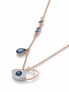 Swarovski Authentic Symbolica Evil Eye Pendant Necklace 9009651725608 Blue Crystal Mixed Metal Finish Sparkling Crystals Minimalist Elegant - Crystal Pendant Necklace For Women | Sparkling Crystals | Minimalist Elegant Everyday Jewelry | Gift For Her - Summer Fashion Weekend Getaway Travel Friendly - Blue - View 5