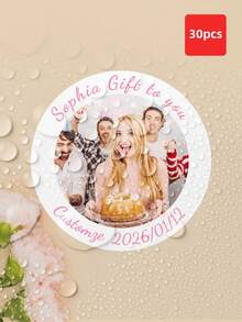 1-100pcs Customized Photo Stickers Labels, Waterproof Oil-Resistant, Birthday Party Stickers, Candy Packaging, Food Packaging, Applicable For Weddings - Multicolor - View 35