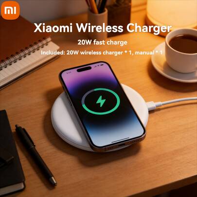 Pengisi Daya Nirkabel Xiaomi 20W, Versi Global, Kompatibel dengan Ponsel yang Mendukung Pengisian Daya Nirkabel