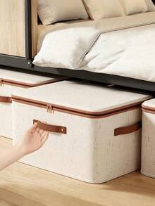 [Delivery Within 2-7 Days In The United States]1pc Dustproof Storage Box With Lid Large Capacity Foldable Clothes Storage Box Double Thickness Moisture-Proof Storage Box, Under-Bed Storage Collapsible Closet Organizer Container, Fabric Organizer Box With Handles, Decorative Storage Boxes With Lids For Organizing Clothes, Books, File, White, Medium Torage Bins With Zipper Lid, 25L Foldable Clothes Organizing Bins With PU Leather Handles, Breathable Cotton Linen Fabric Storage Box For Closet, Wardrobe (Washable) (Large 40 * 30 * 21cm) Perfect For Bedroom, Vanity Table, Closet, Gift For Girls, Women, Birthday, Christmas, Holiday Season, Festival Decor, Stylish Ideal Gift Basket Storage Organizer Bathroom Essentials House Essentials Cruise Essentials Travel Containers Bathroom Storage - Multicolor - View 7