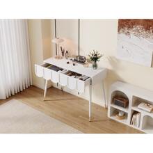 Vanity Unit With 2 Drawers, Metal Legs, White, Dimensions: W100 * D40 * H76 Cm - White - View 5