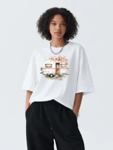 9pcs Camper Van Heat Transfer Vinyl Decals For DIY T-Shirt, Clothing, T-Shirt, Mask, Jeans, Backpack, Hat, Pillow, Personalized Style, Washable Heat Press Stickers - Campervan Heat Transfer Pattern - 9pcs - View 9