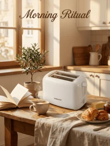 SOKANY 2-Slice Toaster With Extra Wide Slots, Stainless Steel Body, 6 Browning Settings, 700W Power, Compact Design, Removable Crumb Tray And Cancel Button, Auto-Eject Function For Easy Cleaning, Suitable For Dorm, Home And Apartment. Can Toast Bread, Bagels, Waffles And More. White Exterior Makes It A Perfect Valentine's Day Gift. - EU E Type Plug(220-240V) - View 7