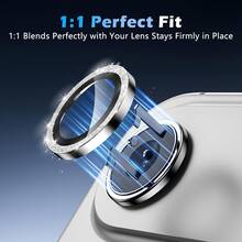 6pcs Silver Shiny Camera Lens Protector Film, Fit For IPhone 17 Pro Max/17 E/17 Pro/17/16 Pro Max/16 Pro/15 Plus/14 Pro/13/12 Mini/11, With Shiny Metal Diamond Ring And 9H Hardness Anti-Scratch Film, Fashionable Accessory, Easy To Use Protective Case - Silver 6Pcs - View 8
