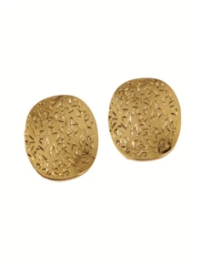 Đôi bông tai hình học cổ điển kiểu Pháp dành cho nữ - Bông tai đinh tán tròn xếp ly bằng thép không gỉ đa năng và sáng tạo. Bông tai đeo hàng ngày, bông tai kiểu Pháp, bông tai thép không gỉ, thiết kế hình học kiểu Pháp, bông tai chi tiết xếp ly, bông tai bền lâu, đinh tán chất lượng cao, phụ kiện thời trang nữ, phụ kiện cho nữ, trang sức nữ, phụ kiện vàng, ngày lễ Thánh Patrick. - Vàng - Xem 4