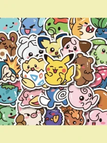pokemon 53张热门宝可梦涂鸦贴纸，价格实惠，适用于剪贴簿、日记本、小龙、超梦包包、水杯、手机壳、电脑装饰等，防水，多场景适用，是馈赠佳品。 - 彩色 - 查看 7