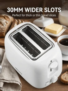 SOKANY 2-Slice Toaster With Extra Wide Slots, Stainless Steel Body, 6 Browning Settings, 700W Power, Compact Design, Removable Crumb Tray And Cancel Button, Auto-Eject Function For Easy Cleaning, Suitable For Dorm, Home And Apartment. Can Toast Bread, Bagels, Waffles And More. White Exterior Makes It A Perfect Valentine's Day Gift. - EU E Type Plug(220-240V) - View 6